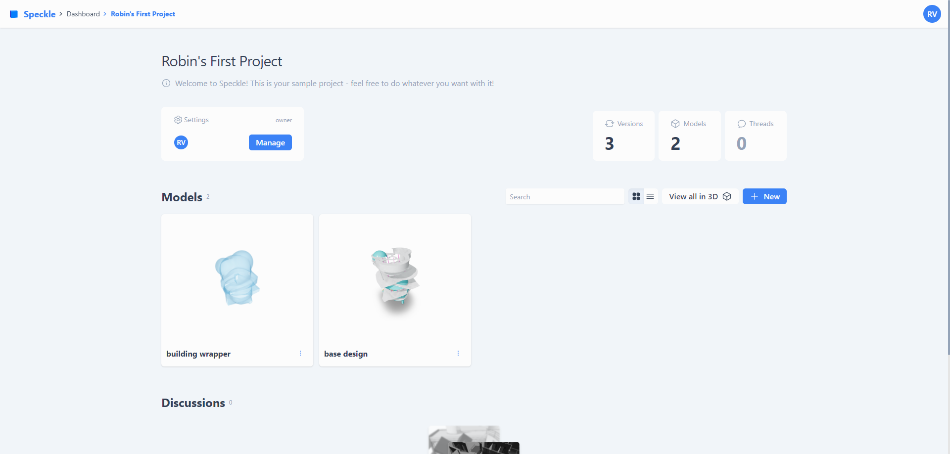 Speckle web environment project