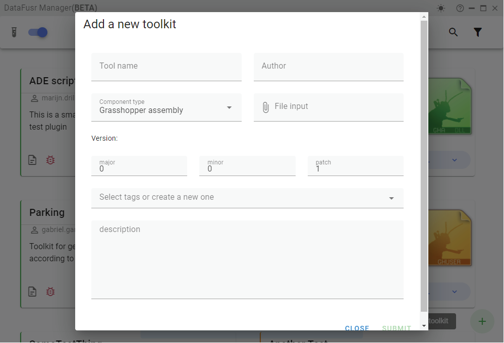 df manager adding new toolkits
